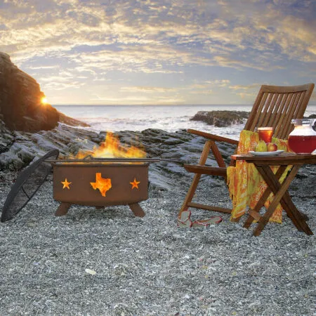 Patina Products F102 Texas State Fire Pit beach sunset